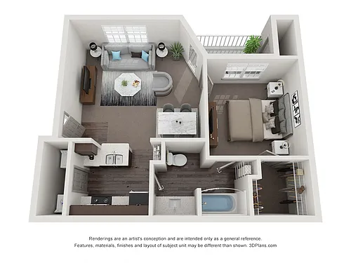 Floor plan 1 Bedroom 1 Bath 643