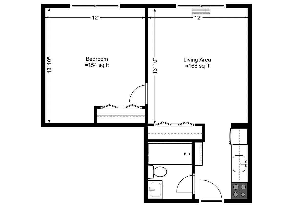 Floor plan 2120 1 Bedroom