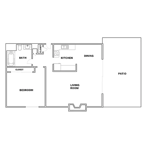 Floor plan Catalina Renovated | 1 Bed | 1 Bath