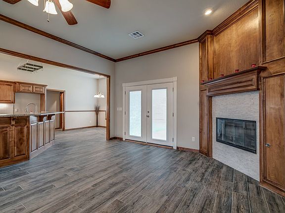 Living room and view of kitchen