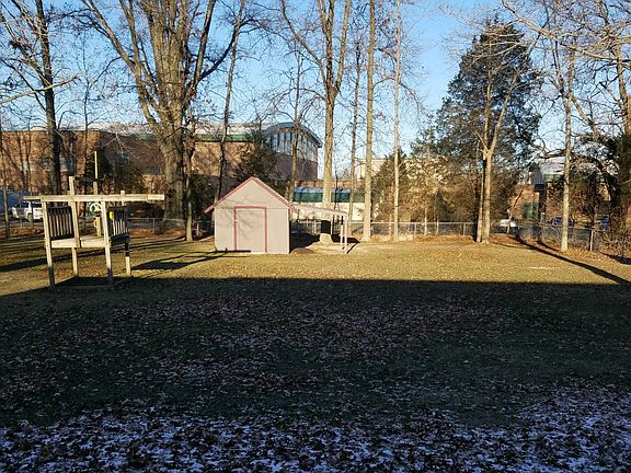 Back yard with storage shed