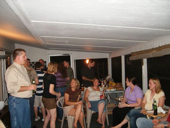 large back patio (not included in sqft of home) can easily host a big group