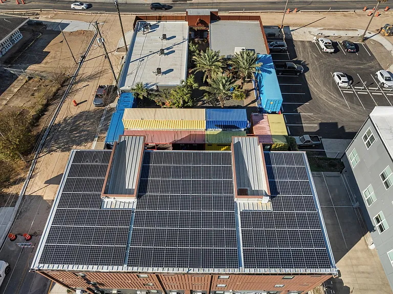 The sun, not fossil fuels, powers your apartment at the Freight Yard.