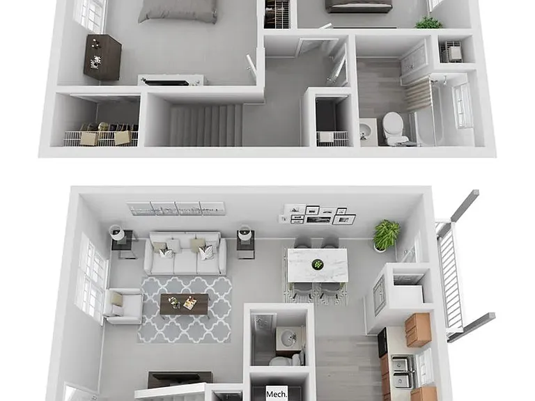 A photo of our 2x1 floor plan, The Roswell.