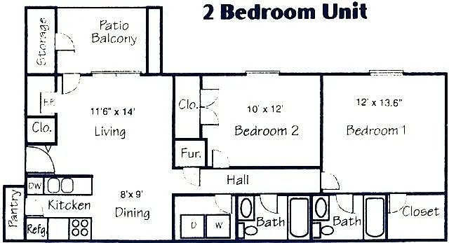 Floor plan 2 BR Apartment