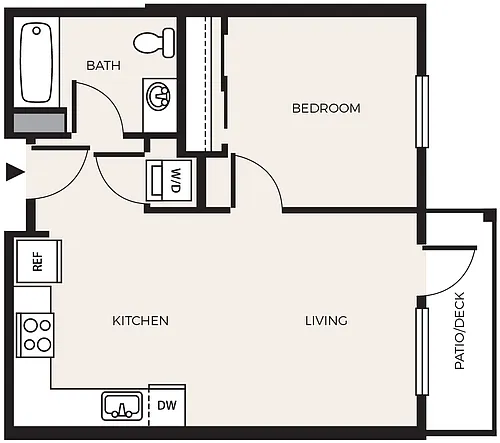 Floor plan 1 Bed 1 Bath A4
