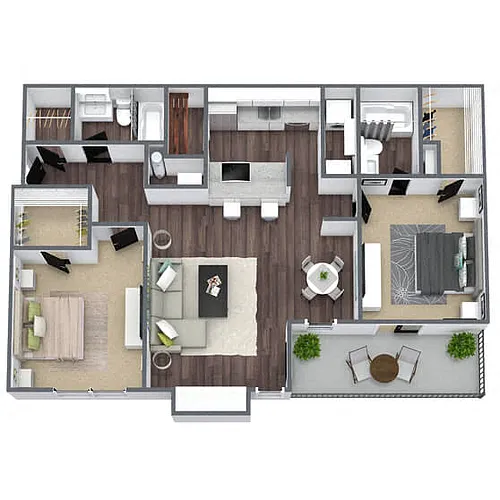Floor plan B2: 2 Bed 2 Bath