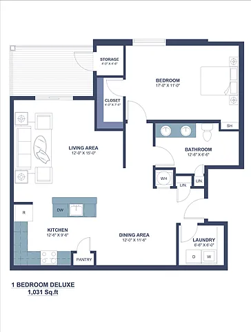 Floor plan One Bedroom Large