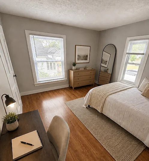 Bedroom 1, with large walk in closet.