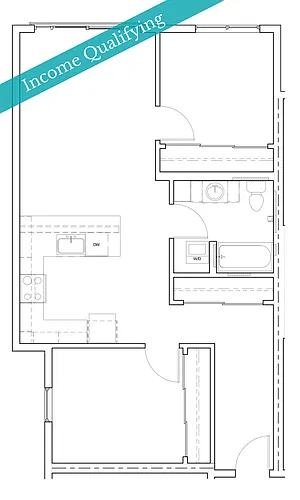 Floor plan 2 Bed/1 Bath-MFTE-F2