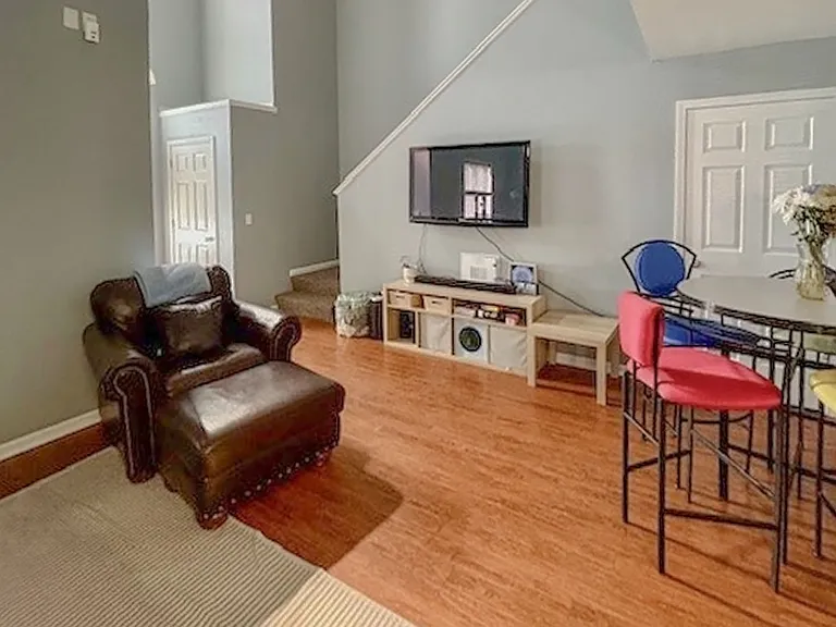 Two story living room