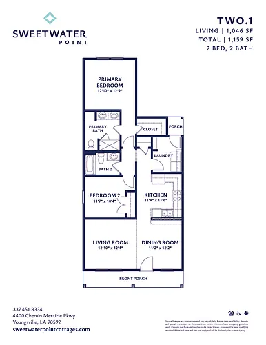 Floor plan 2 BR/2BA