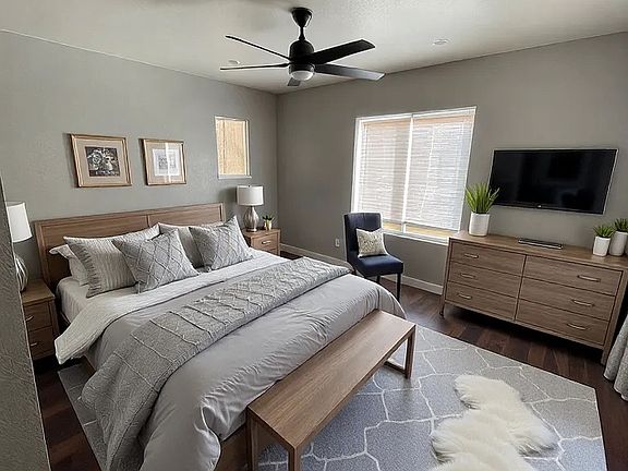 Master Bedroom. This image is virtually staged