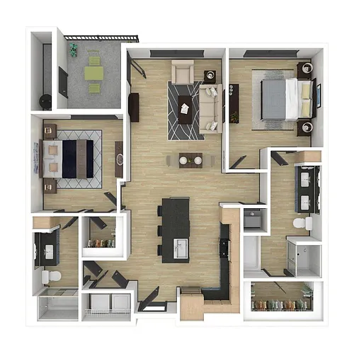 Floor plan B2: 2 Bed 2 Bath