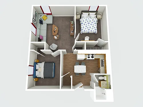 Floor plan Union St. - 2 Bedroom, 1 Bath