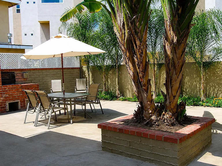 Shared outdoor patio with table
