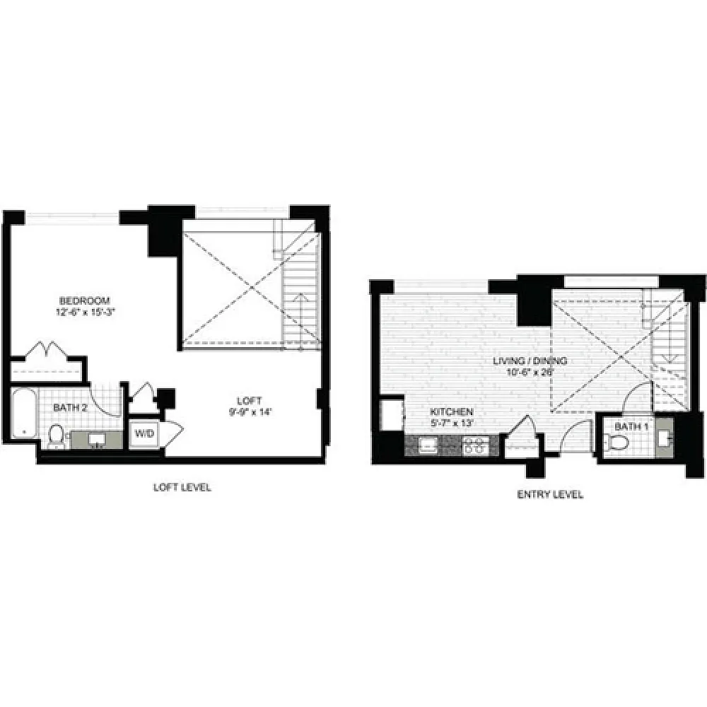 Floor plan 1 Bedroom Y