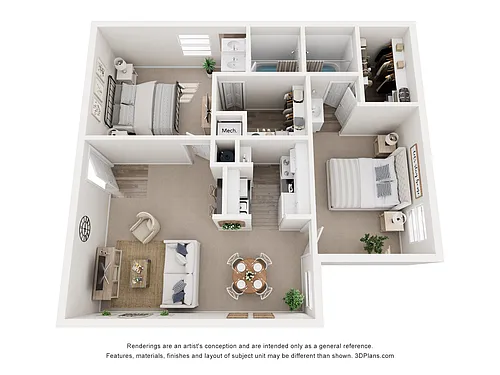 Floor plan 2 Bedroom 2 Bath