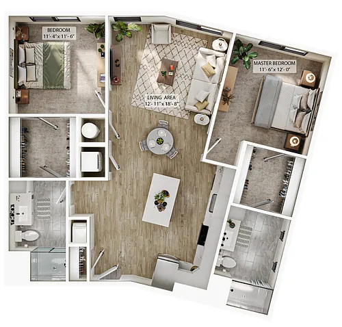 Floor plan 2 Bed/2 Bath-B4