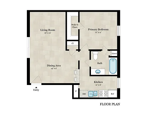 Floor plan 1Bed WD