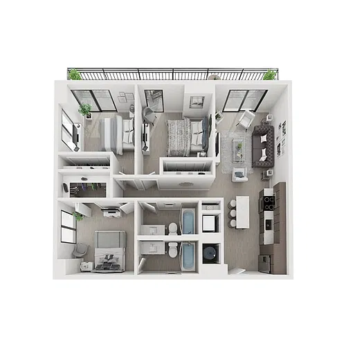 Floor plan 2.5x2 - 1,085sqft - B11