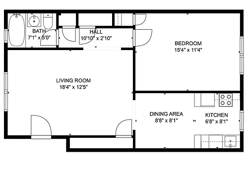 Floor plan 1 Bedroom 1 Bathroom