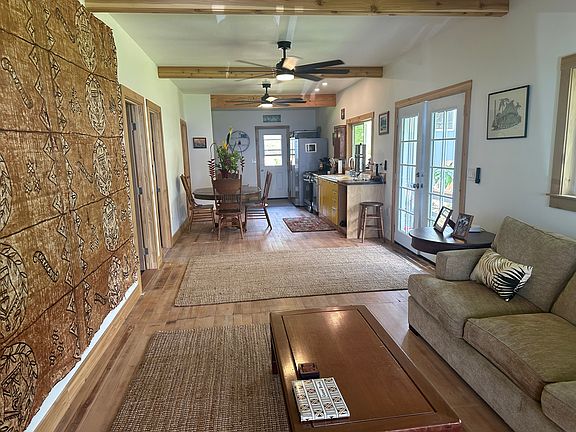 view from living room to kitchen area
