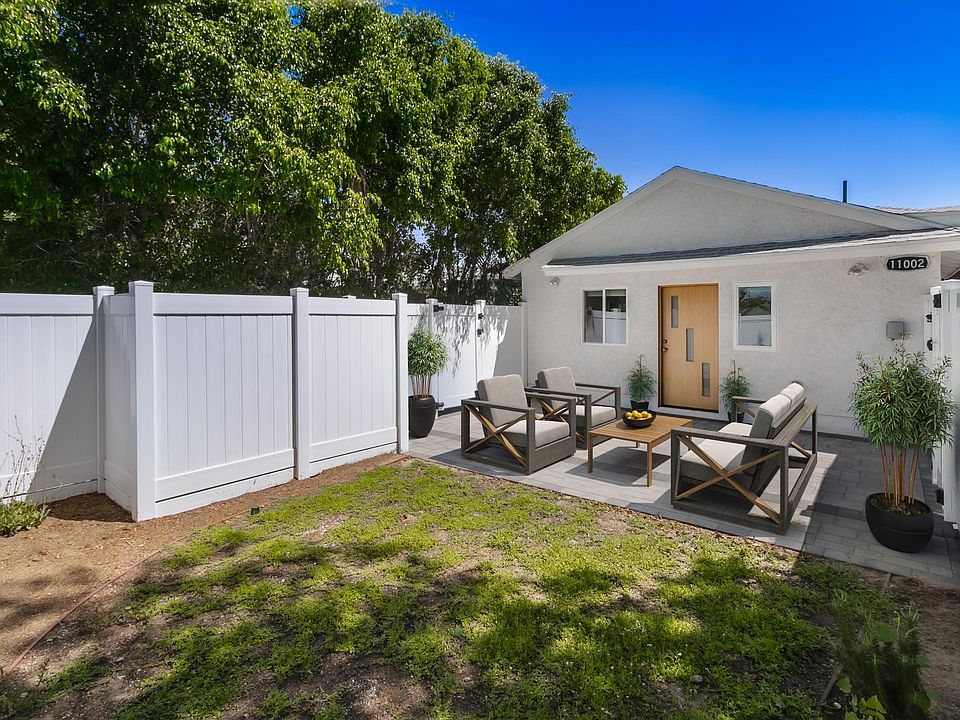 Private gated yard. The furniture is staged.