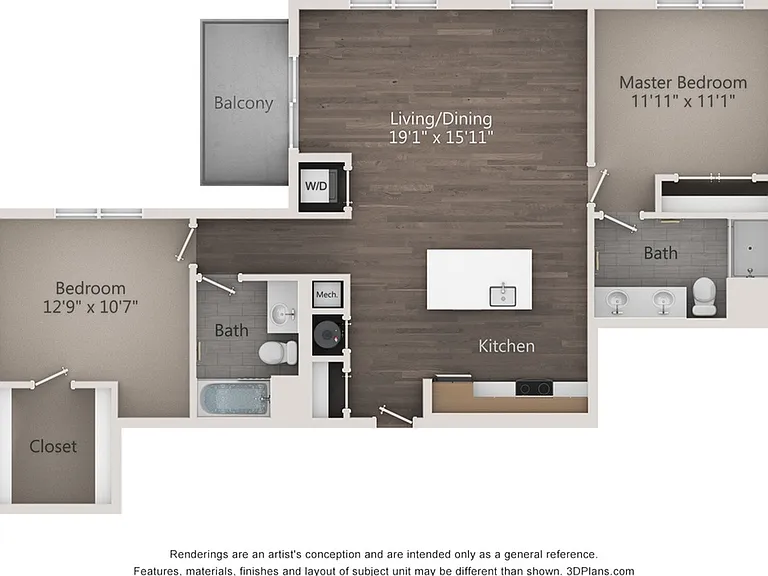 Two Bedroom Two Bathroom (1100 SF) Two Bedroom Two Bathroom (1100 SF)