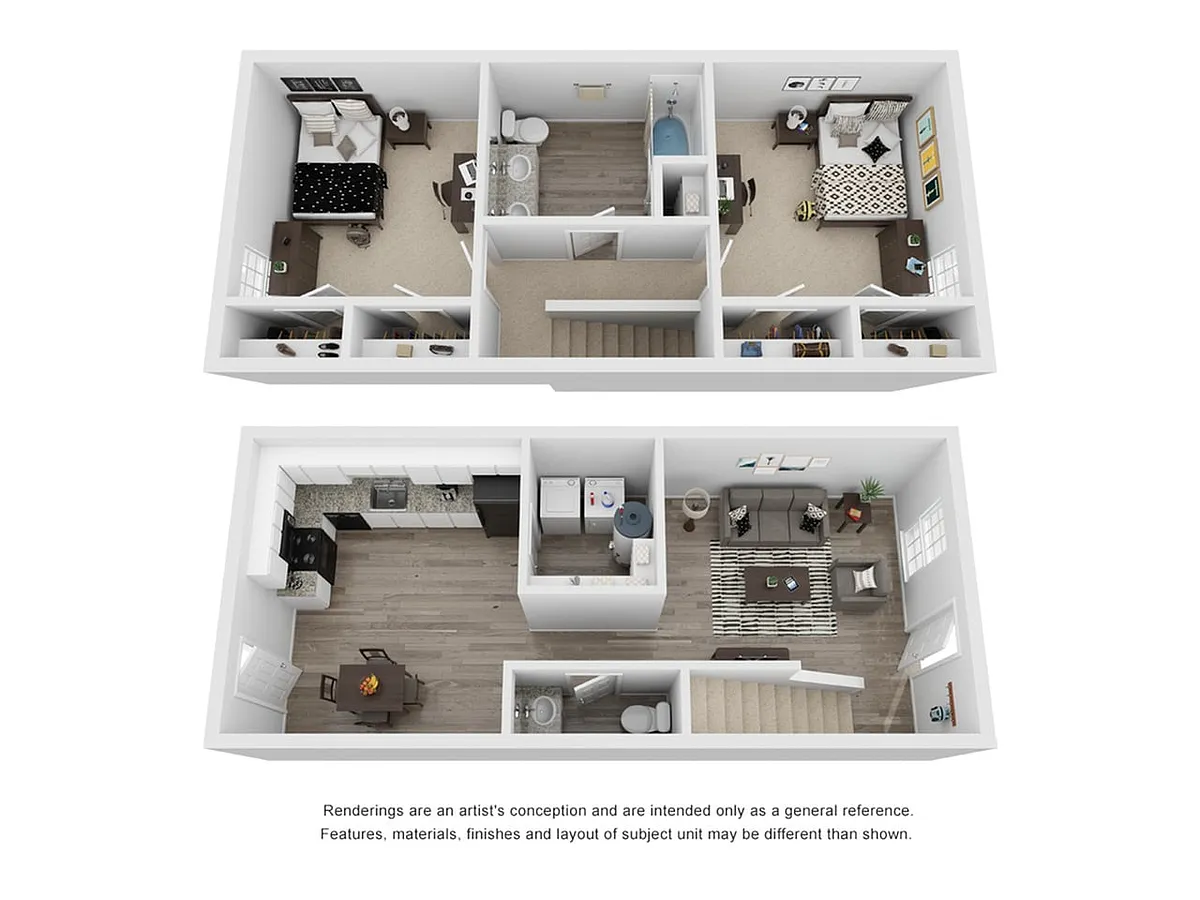 Floor plan 2x1.5 Classic Unfurnished Townhome