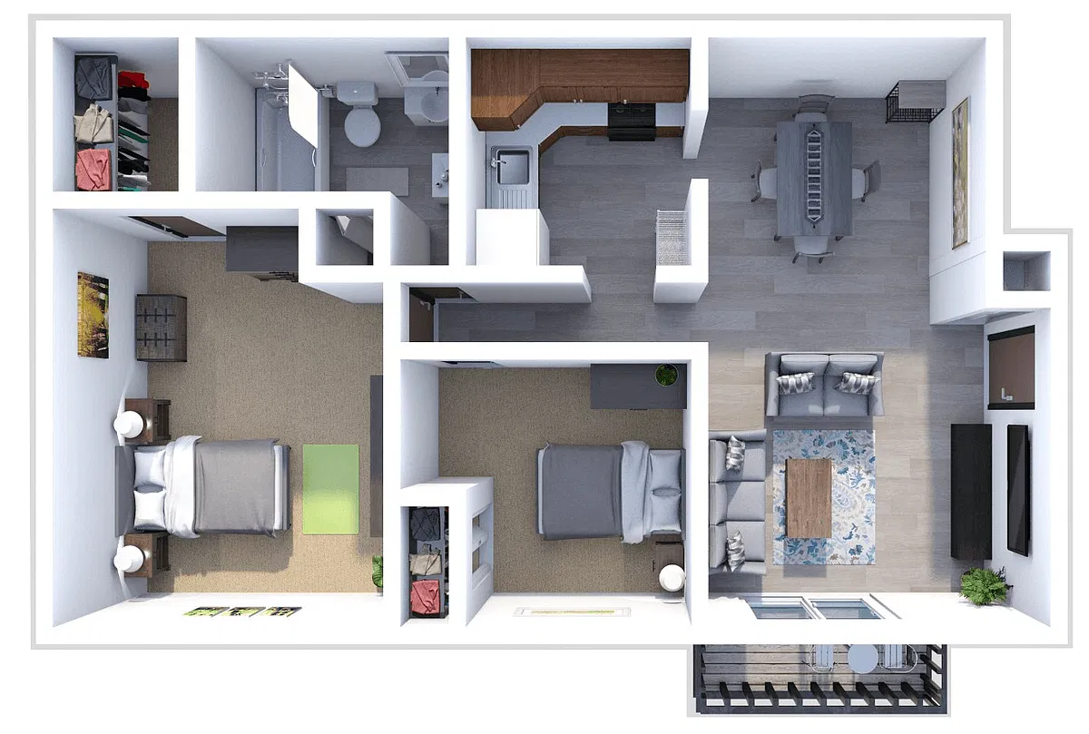 Floor plan FOXBOROUGH COMMONS 2 BEDROOM 1 BATH