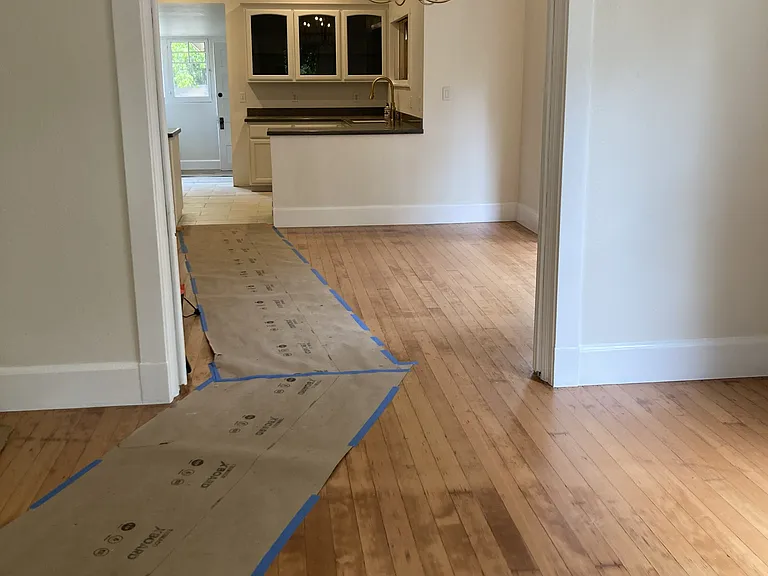 View from living room through to dining room and kitchen