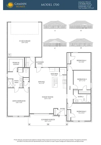 Floor plan 4 Bedrooms and 2 bathrooms