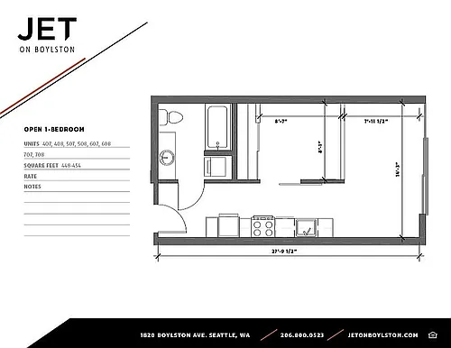 Floor plan Open 1 Bedroom