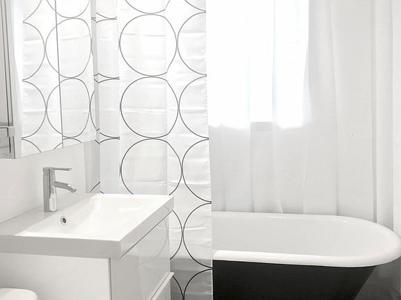 Newly renovated bathroom with soaking tub