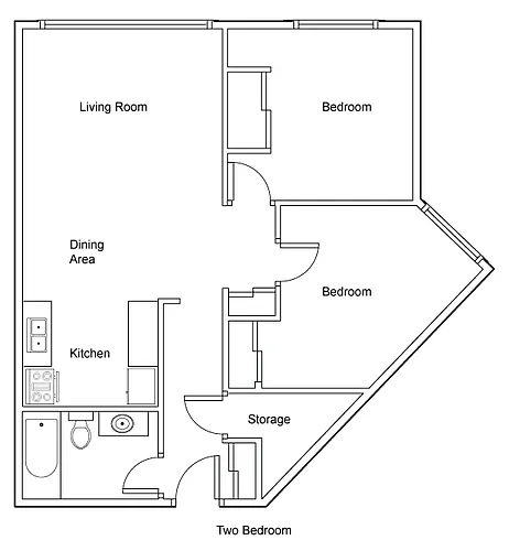 Floor plan 2 Bed 1 Bath
