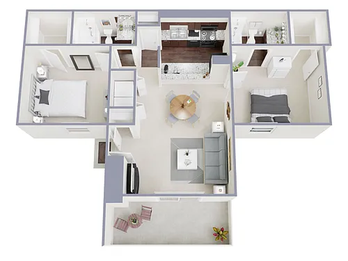 Floor plan 2 Bed, 2 Bath D