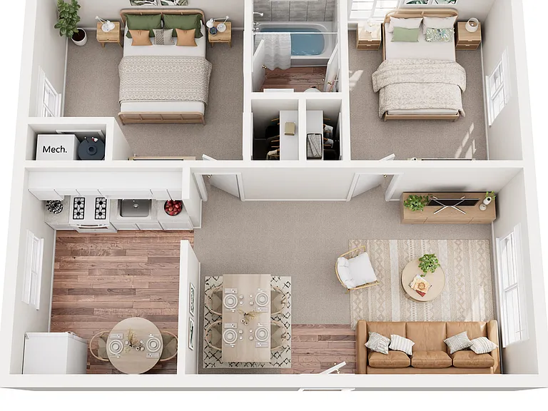 3D Two Bedroom Floor Plan 3D Two Bedroom Floor Plan