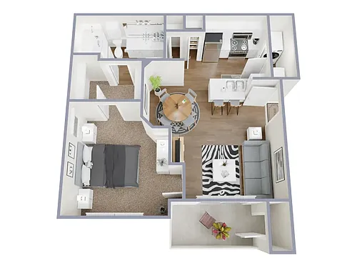 Floor plan 1 Bed, 1 Bath A Upgraded