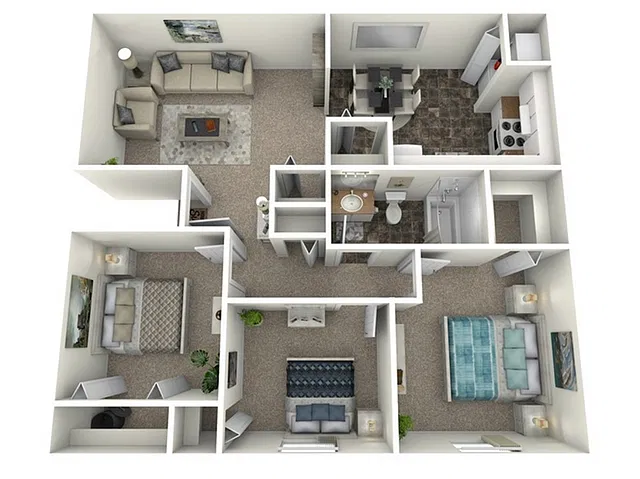 Floor plan 3 Bed, 1 Bath (60% Income Restricted)