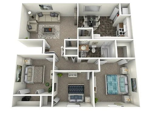 Floor plan 3 Bed, 1 Bath (60% Income Restricted)