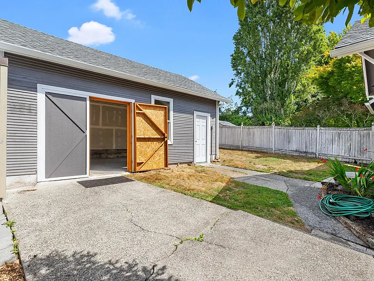 Workshop Exterior with Door Open