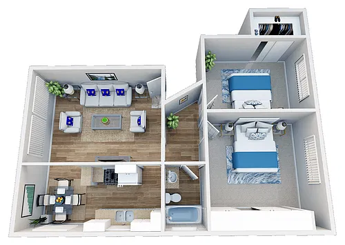 Floor plan 2 Bed 1 Bath