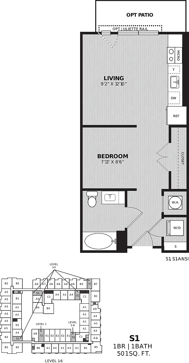Floor plan Studio-S1 Arco