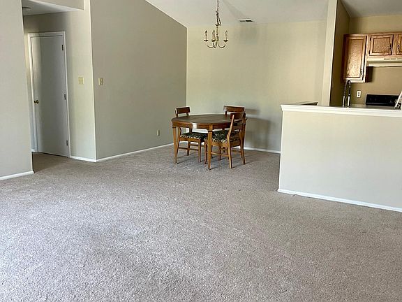 Dining Room with cathedral ceiling