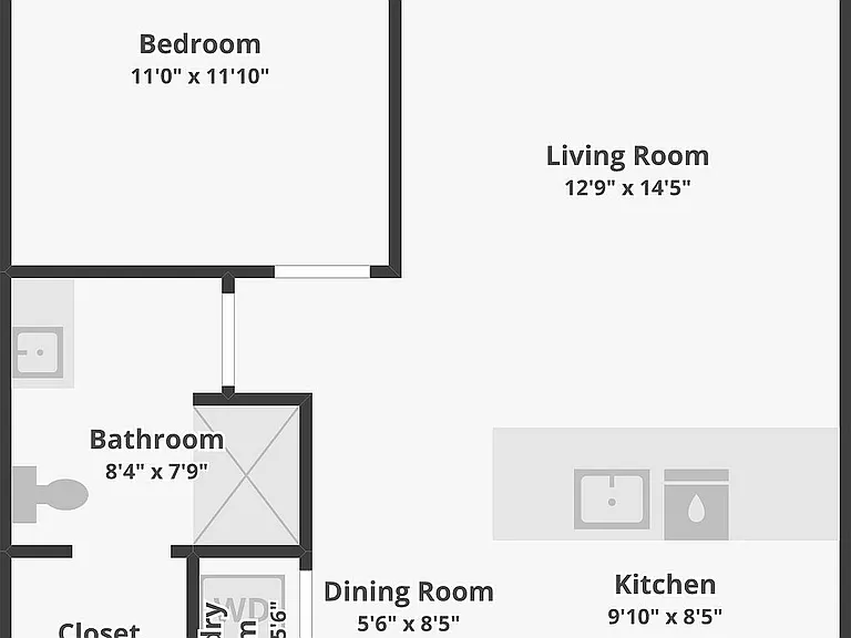 South Bank 1A Floor Plan - 605 Square Feet South Bank 1A Floor Plan - 605 Square Feet