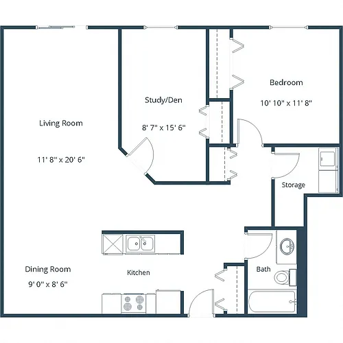 Floor plan One Bedroom 11B