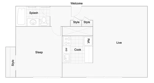 Floor plan 1 BR x 1 BA - A