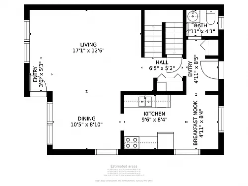 Floor plan 3 BD Townhome - Updated Kitchen