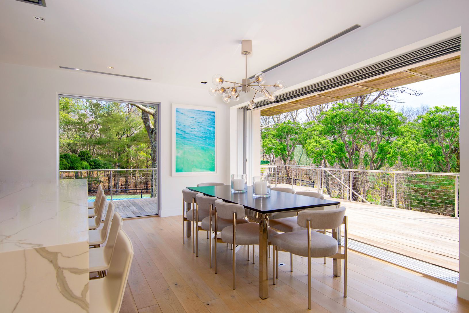  Indoor / Outdoor dining with Pool and Tennis Views